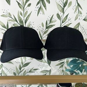 Two plain black hats